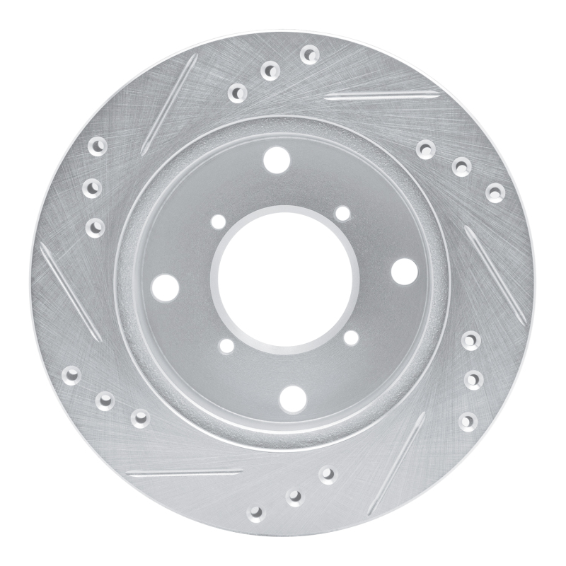 Chevrolet Metro Brake Rotor (1) - Front Right - R1 Concepts - Drilled & Slotted - Silver - `89-`01
